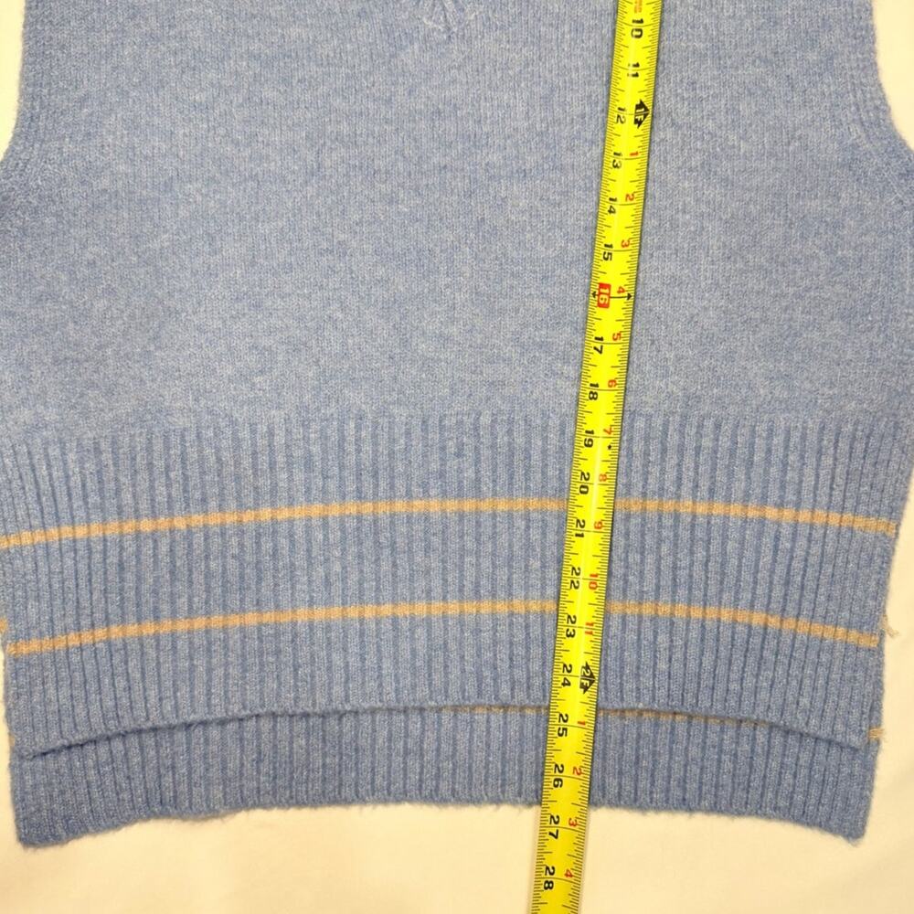 Free People All Star Striped Poncho Vest OS Blue Tassel Tie Boho Knit - Picture 13 of 13